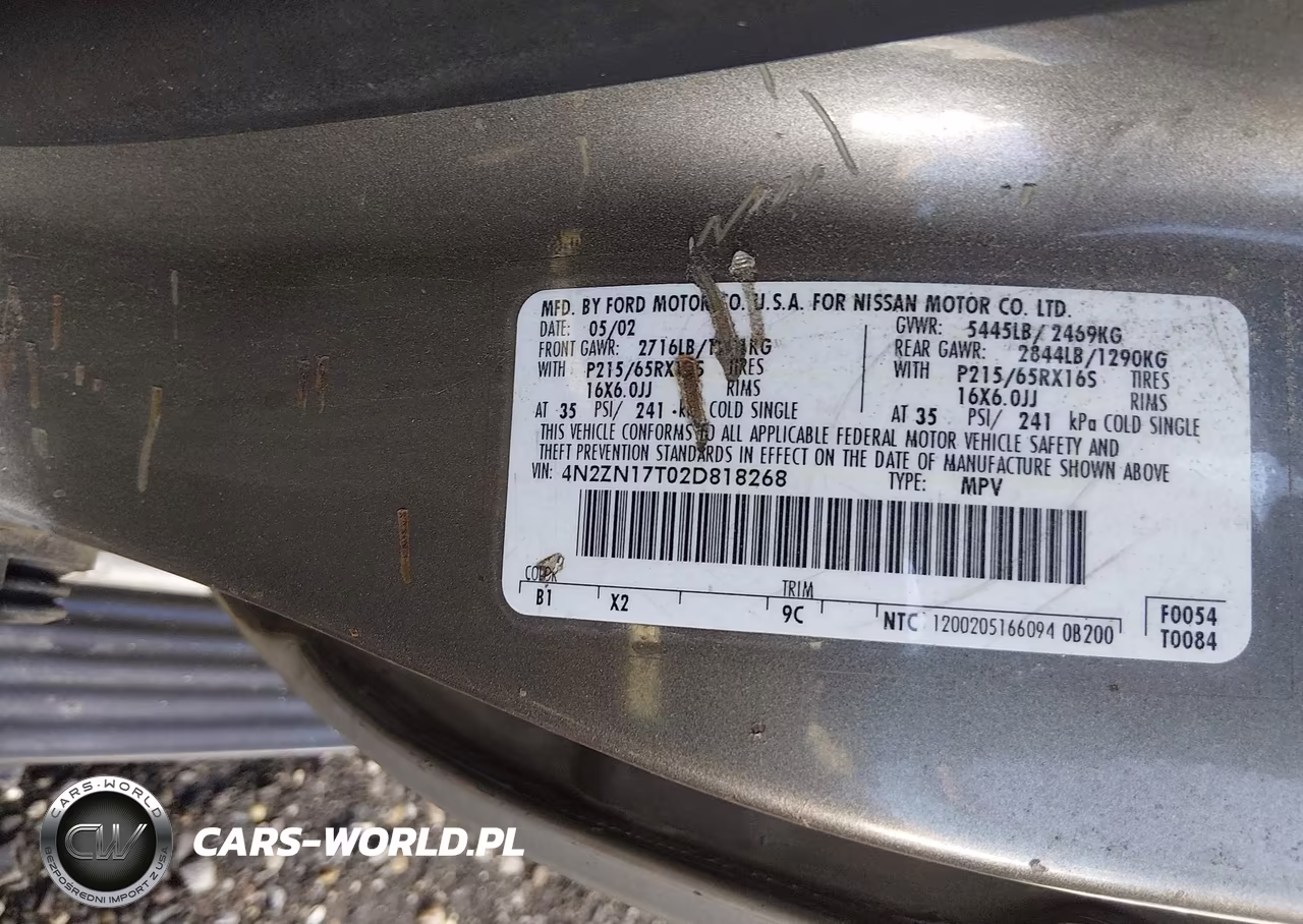 2002 Nissan Quest Gle VIN:4N2ZN17T02D818268 - 9