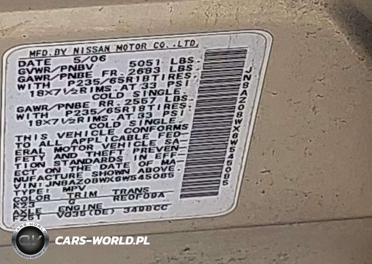 2006 Nissan Murano S VIN:JN8AZ08WX6W545085 - 9