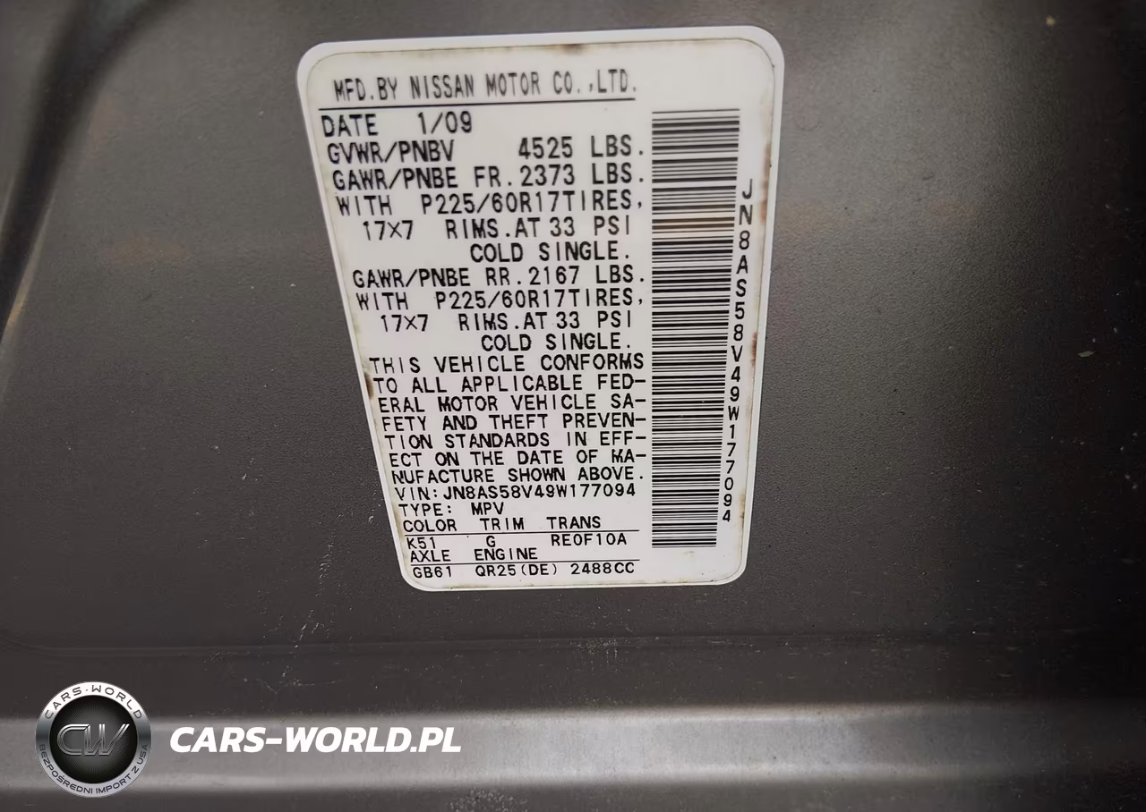 2009 Nissan Rogue Sl VIN:JN8AS58V49W177094 - 9