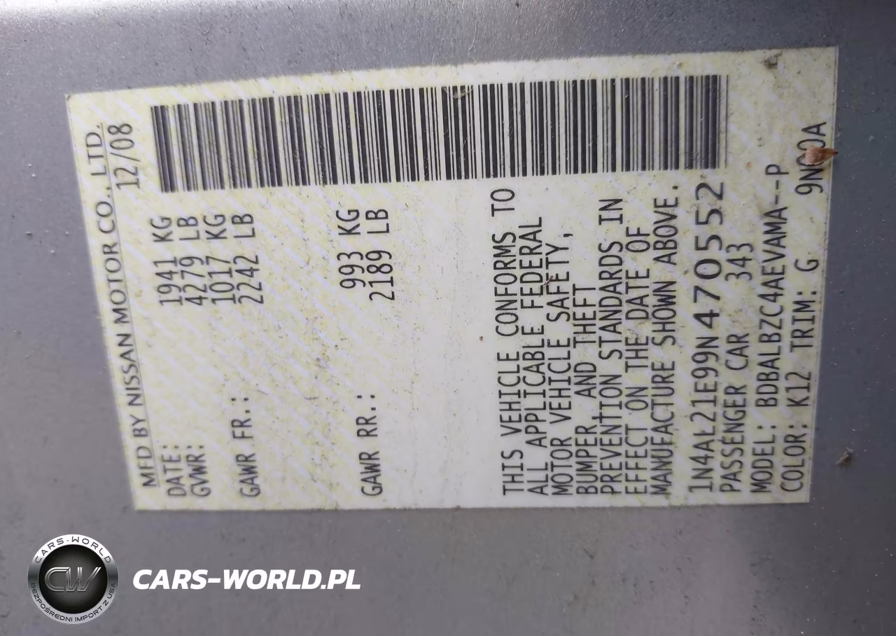2009 Nissan Altima 2.5 S VIN:1N4AL21E99N470552 - 9