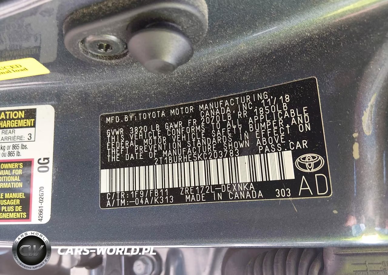 2019 Toyota Corolla Le VIN:2T1BURHE5KC203783 - 9