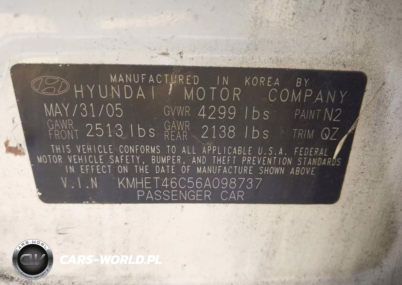 2006 Hyundai Sonata Gl VIN:KMHET46C56A098737 - 9