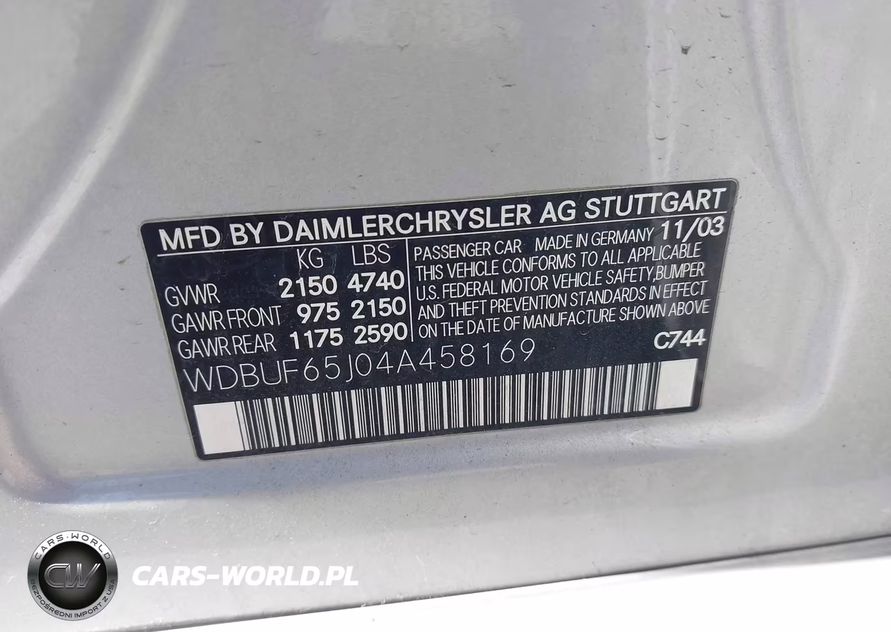 2004 Mercedes-Benz E 320 VIN:WDBUF65J04A458169 - 9