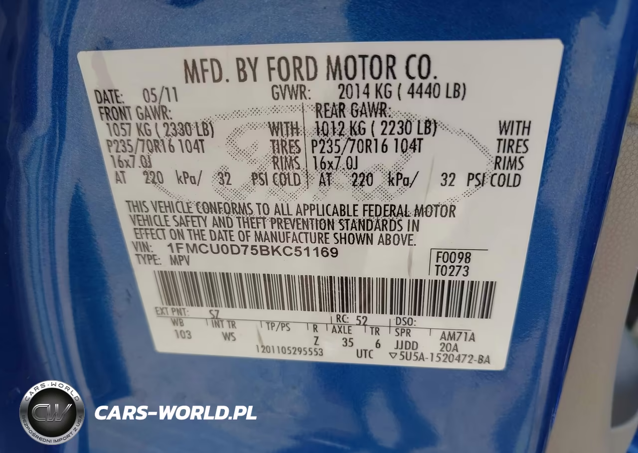 2011 Ford Escape Xlt VIN:1FMCU0D75BKC51169 - 9