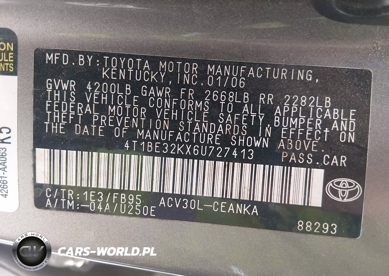 2006 Toyota Camry Std VIN:4T1BE32KX6U727413 - 9