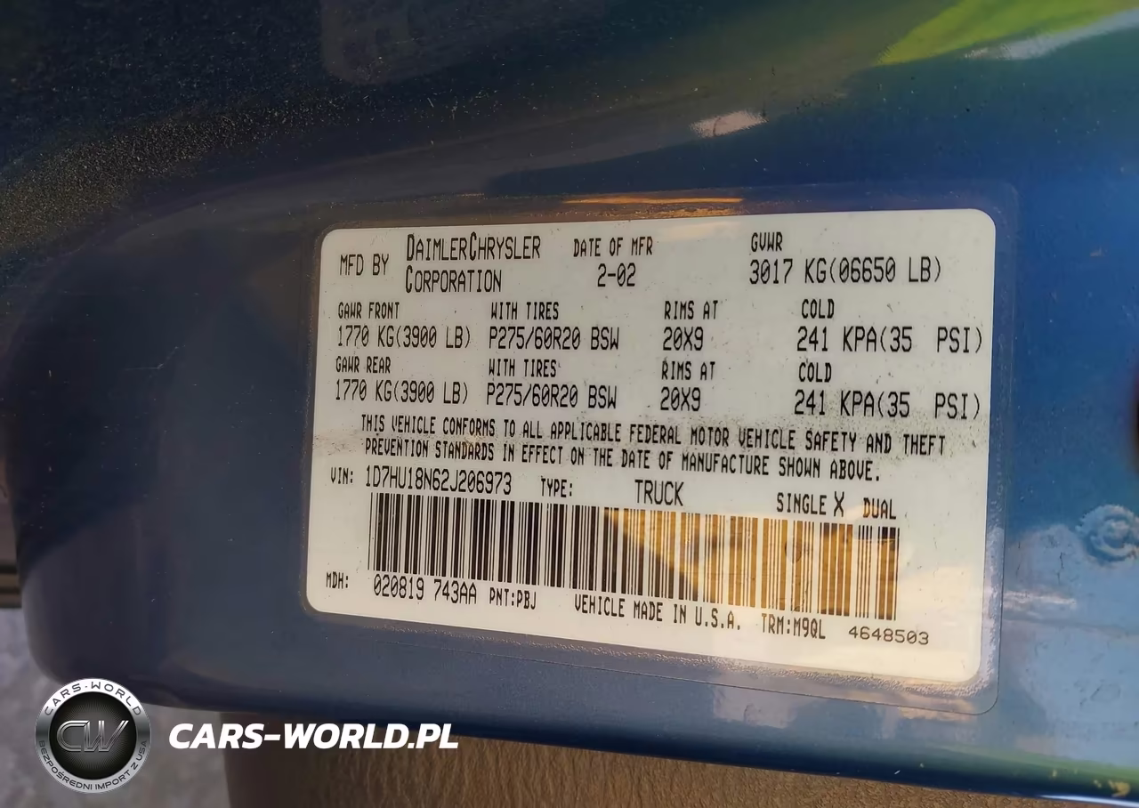 2002 Dodge Ram 1500 St VIN:1D7HU18N62J206973 - 9