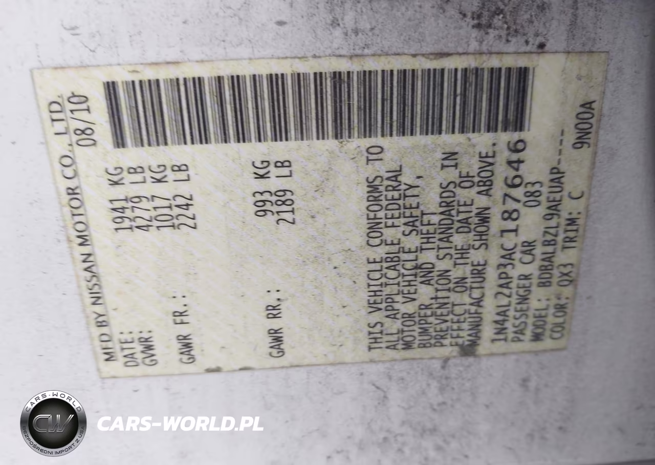 2010 Nissan Altima 2.5 S VIN:1N4AL2AP3AC187646 - 9