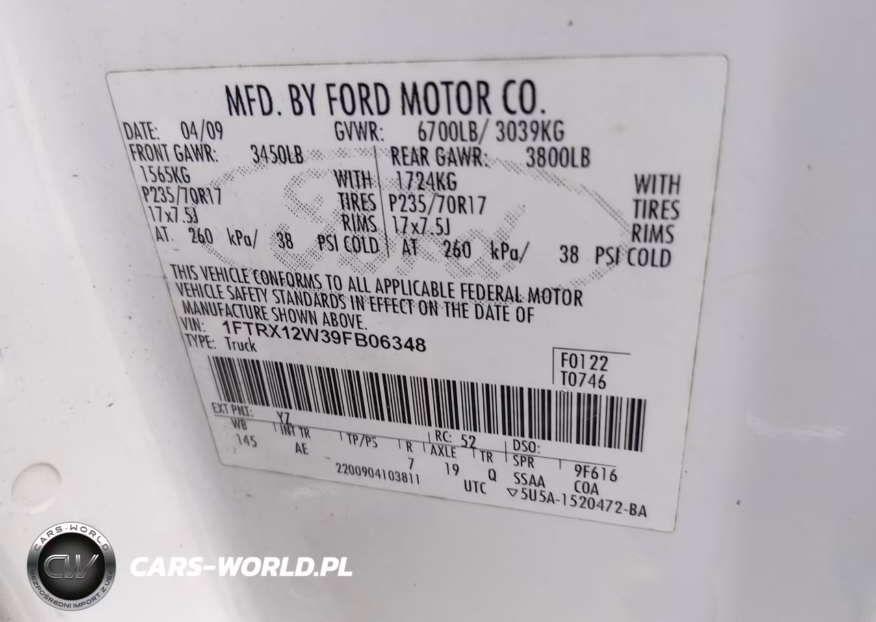 2009 Ford F-150 Stx-Xl VIN:1FTRX12W39FB06348 - 9