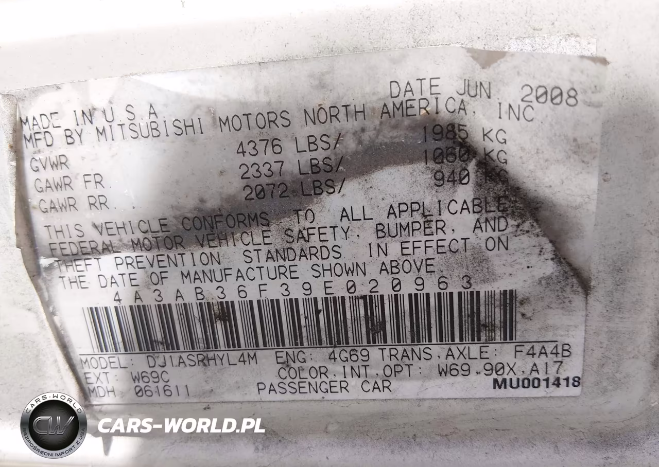 2009 Mitsubishi Galant VIN:4A3AB36F39E020963 - 9