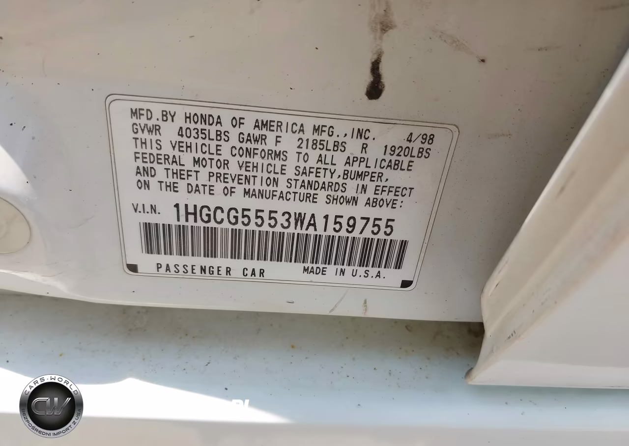 1998 Honda Accord Ex VIN:1HGCG5553WA159755 - 9