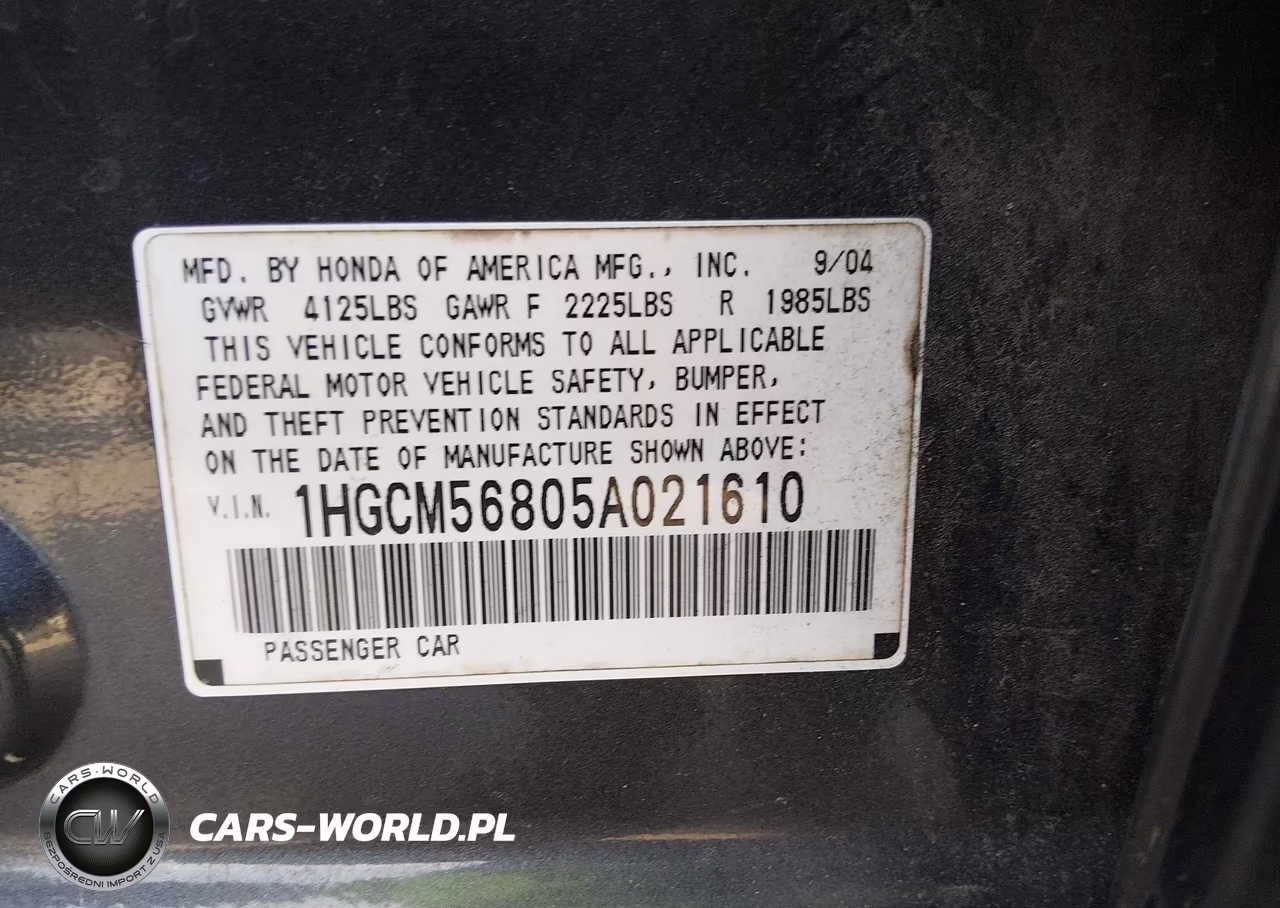 2005 Honda Accord Ex VIN:1HGCM56805A021610 - 9