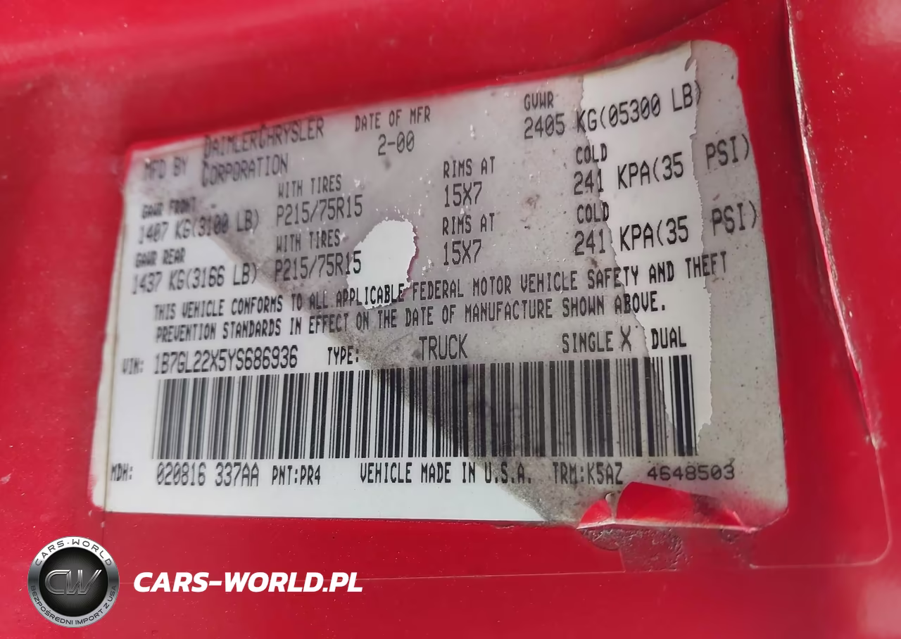 2000 Dodge Dakota Slt-Sport VIN:1B7GL22X5YS686936 - 9
