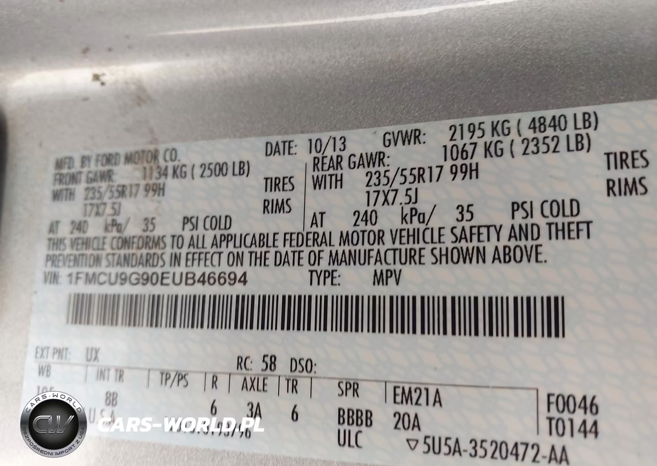 2014 Ford Escape Se VIN:1FMCU9G90EUB46694 - 9