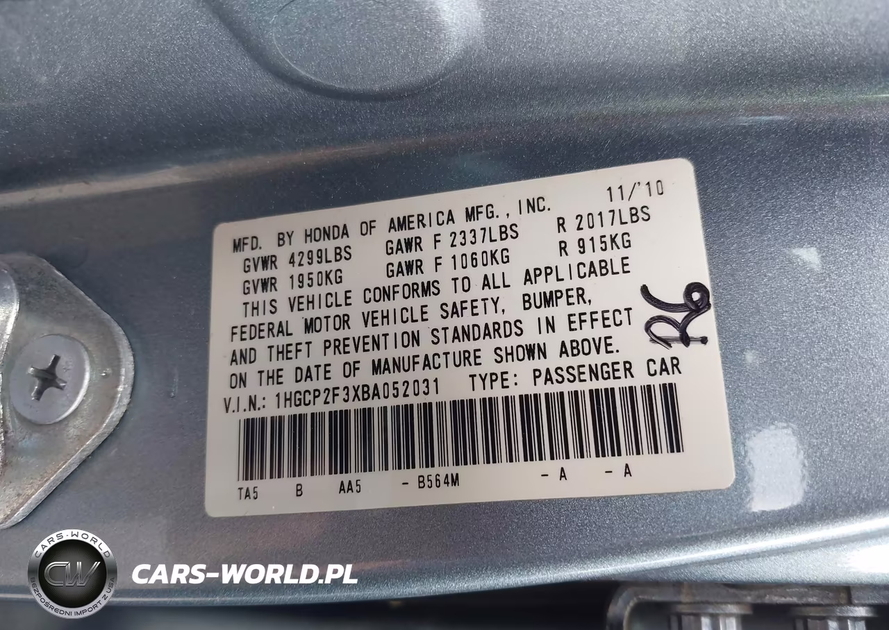 2011 Honda Accord 2.4 Lx VIN:1HGCP2F3XBA052031 - 9