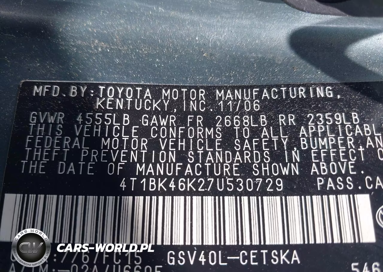 2007 Toyota Camry Se V6 VIN:4T1BK46K27U530729 - 9