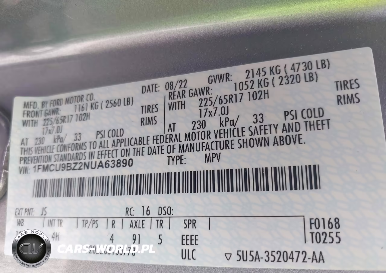 2022 Ford Escape Se Hybrid VIN:1FMCU9BZ2NUA63890 - 9