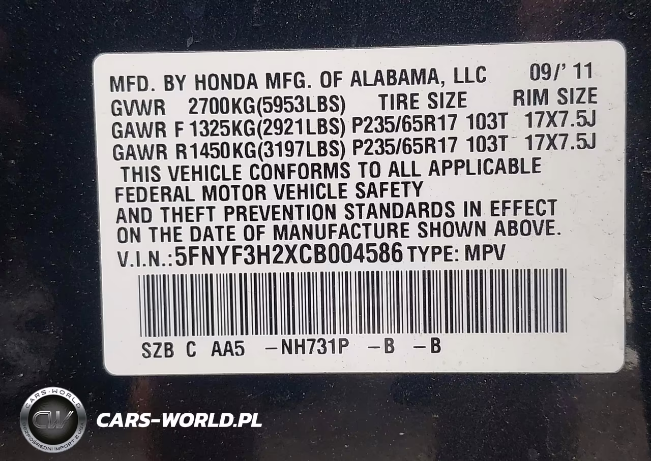 2012 Honda Pilot Lx VIN:5FNYF3H2XCB004586 - 9