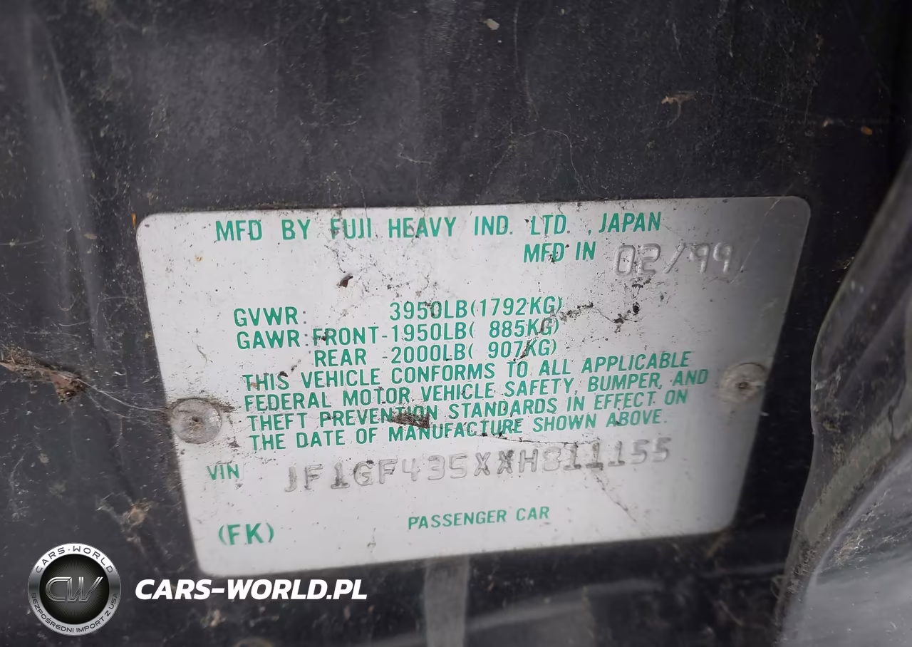1999 Subaru Impreza L VIN:JF1GF435XXH811155 - 9