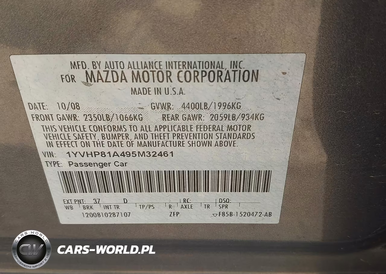 2009 Mazda Mazda6 I Sport VIN:1YVHP81A495M32461 - 9