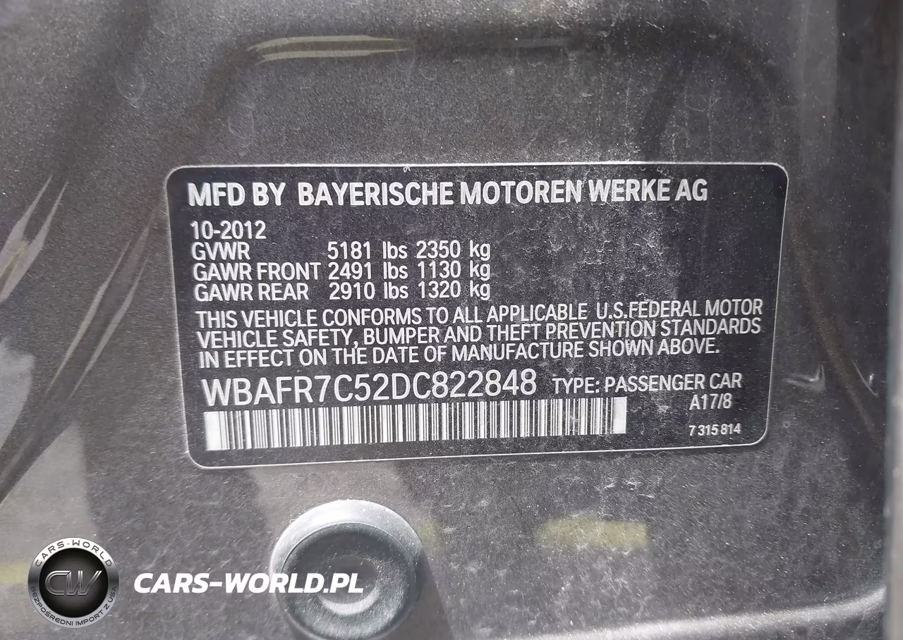 2013 BMW 535I VIN:WBAFR7C52DC822848 - 9