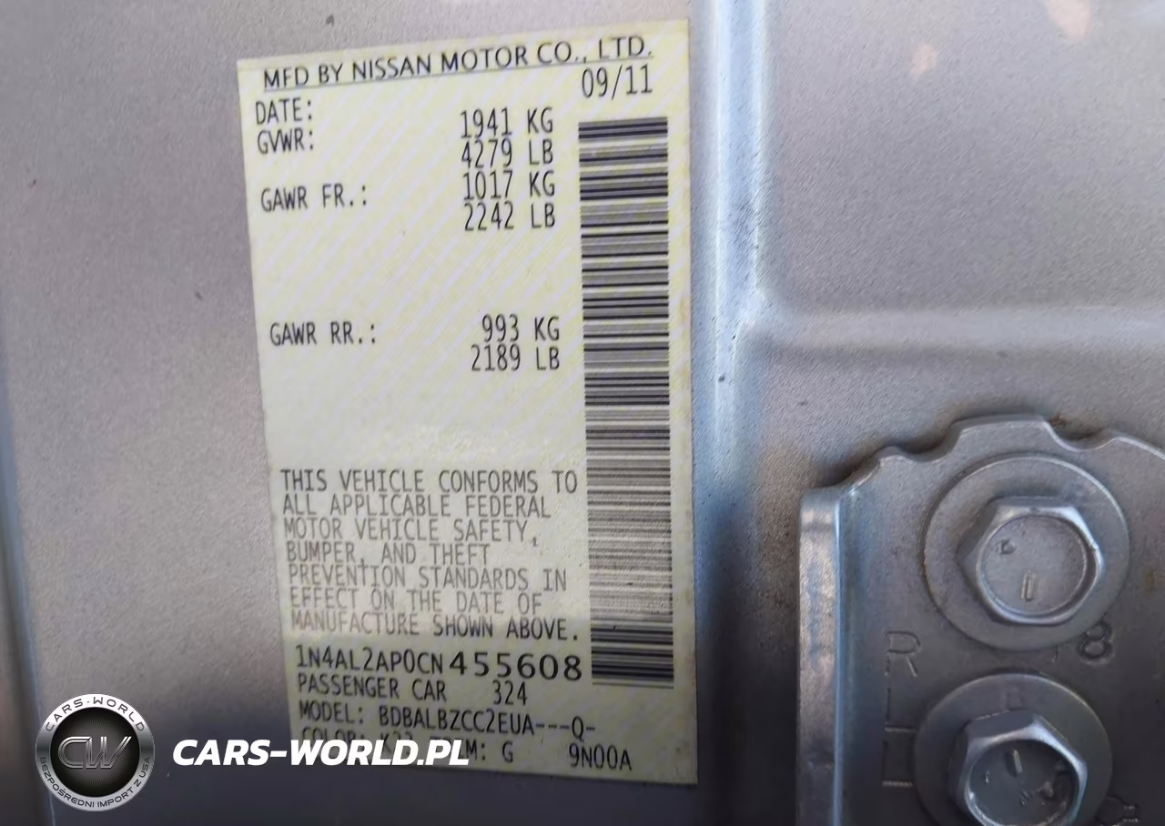2012 Nissan Altima 2.5 S VIN:1N4AL2AP0CN455608 - 9