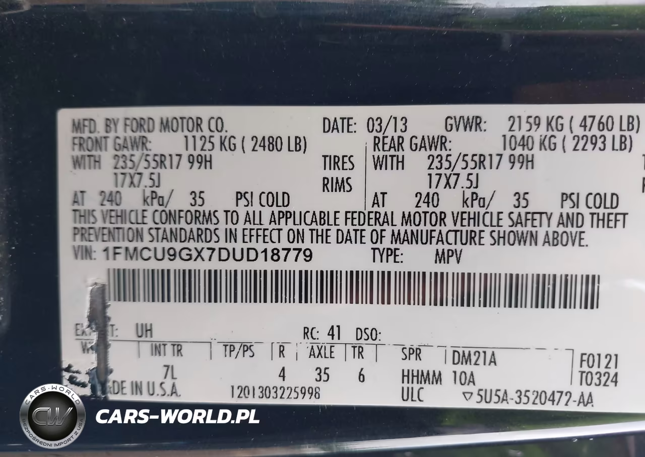 2013 Ford Escape Se VIN:1FMCU9GX7DUD18779 - 9