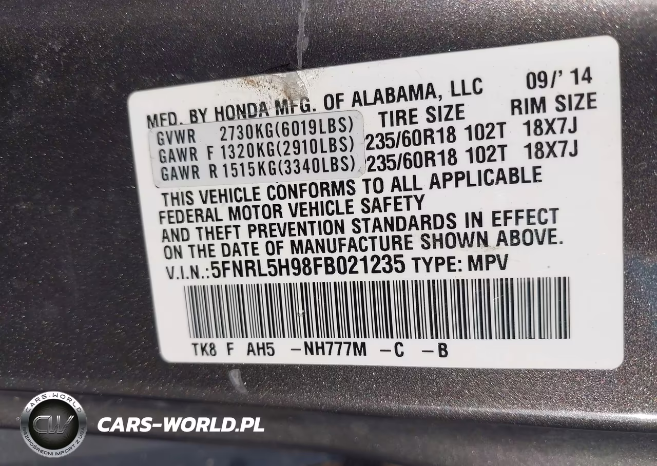 2015 Honda Odyssey Touring-Touring Elite VIN:5FNRL5H98FB021235 - 9