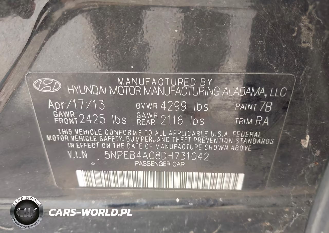 2013 Hyundai Sonata Gls VIN:5NPEB4AC8DH731042 - 9