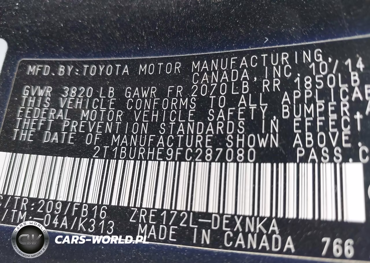 2015 Toyota Corolla Le VIN:2T1BURHE9FC287080 - 9