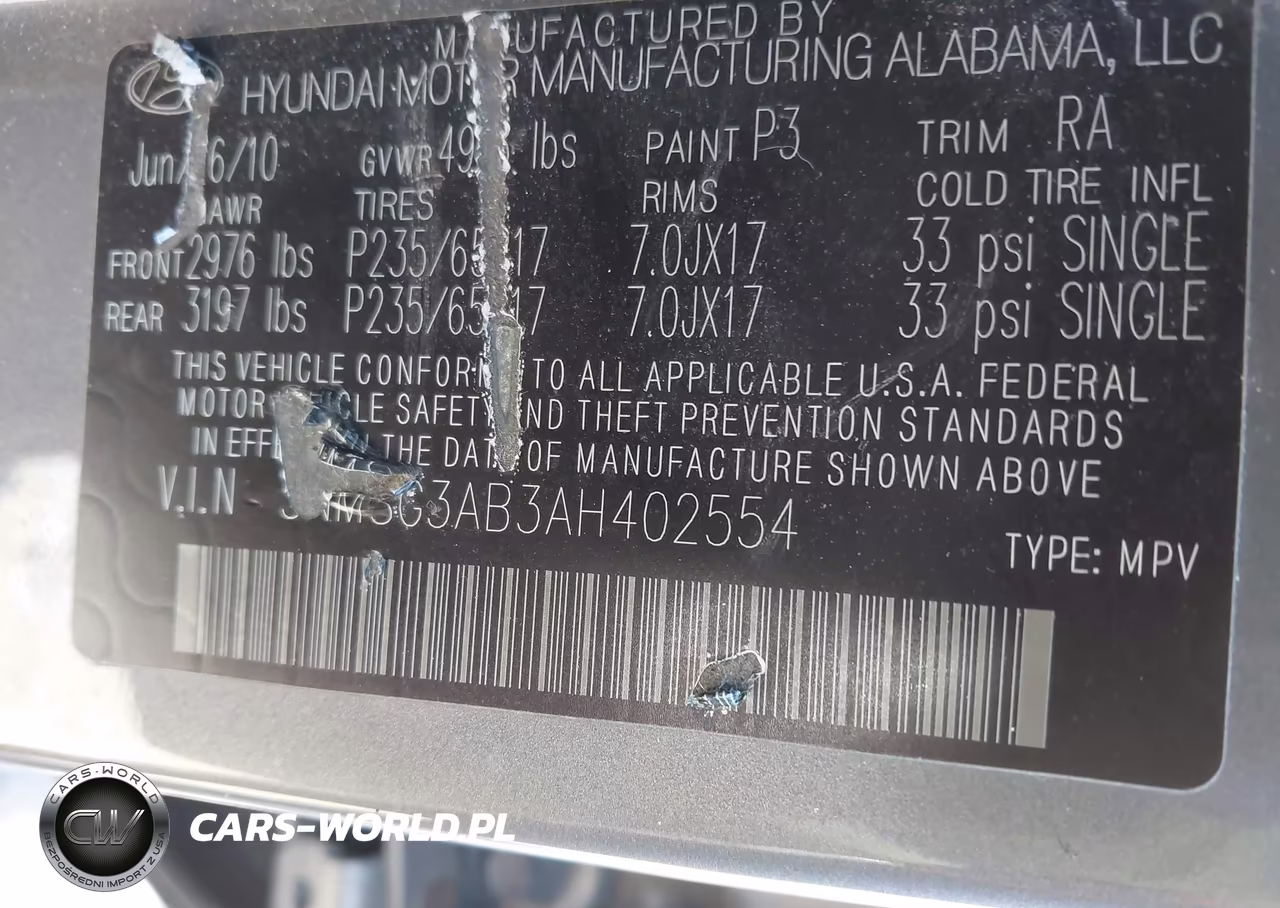 2010 Hyundai Santa Fe Gls VIN:5NMSG3AB3AH402554 - 9