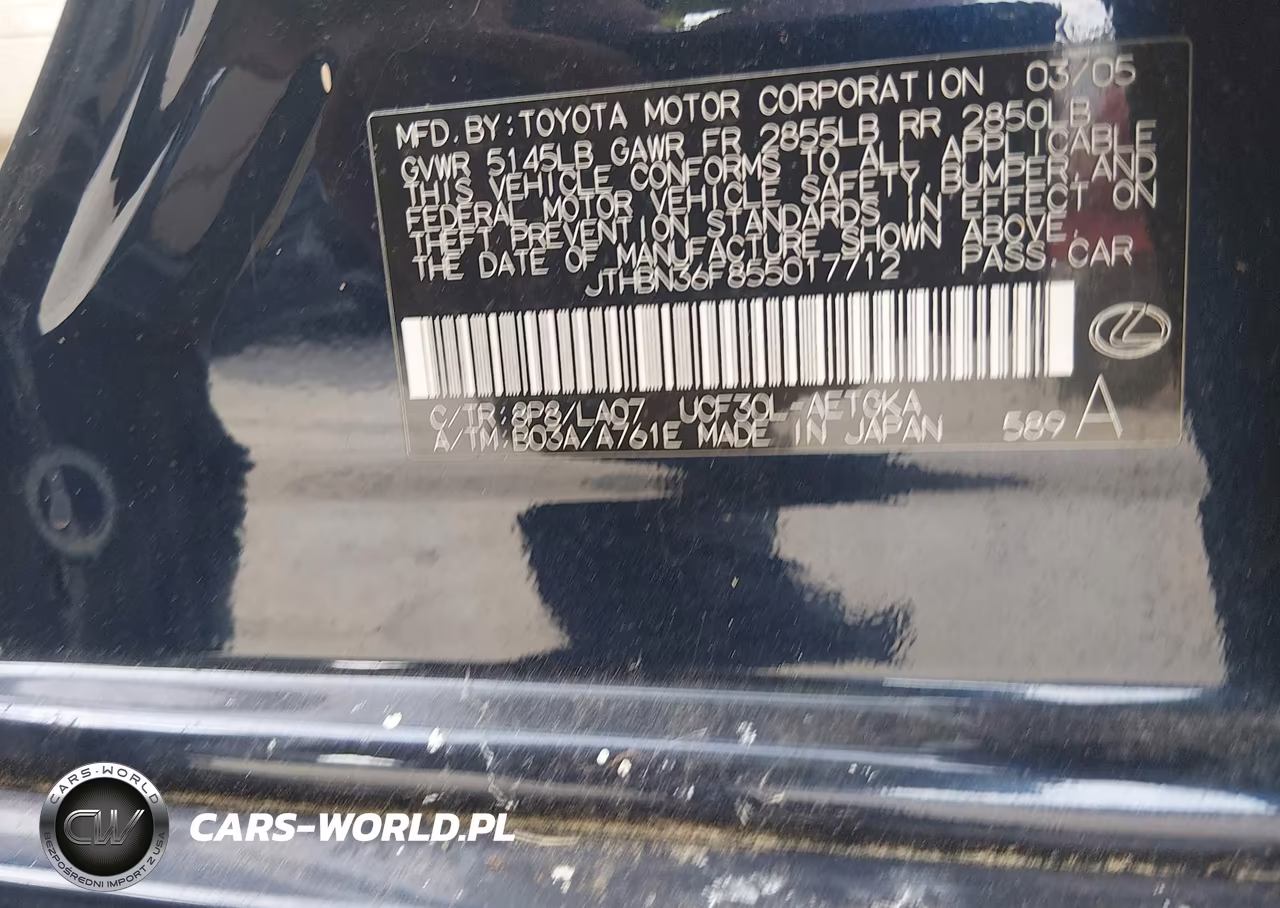 2005 Lexus Ls 430 VIN:JTHBN36F855017712 - 9