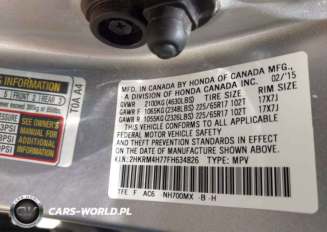 2015 Honda Cr-V Ex-L VIN:2HKRM4H77FH634826 - 9