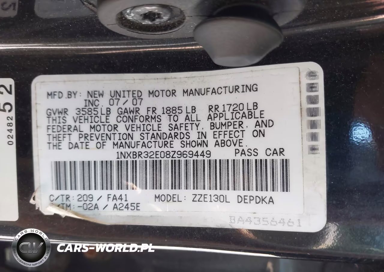 2008 Toyota Corolla Ce VIN:1NXBR32E08Z969449 - 9