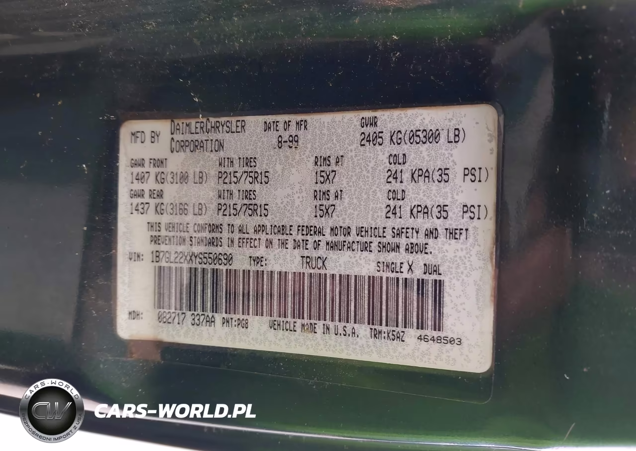 2000 Dodge Dakota Slt-Sport VIN:1B7GL22XXYS550690 - 9