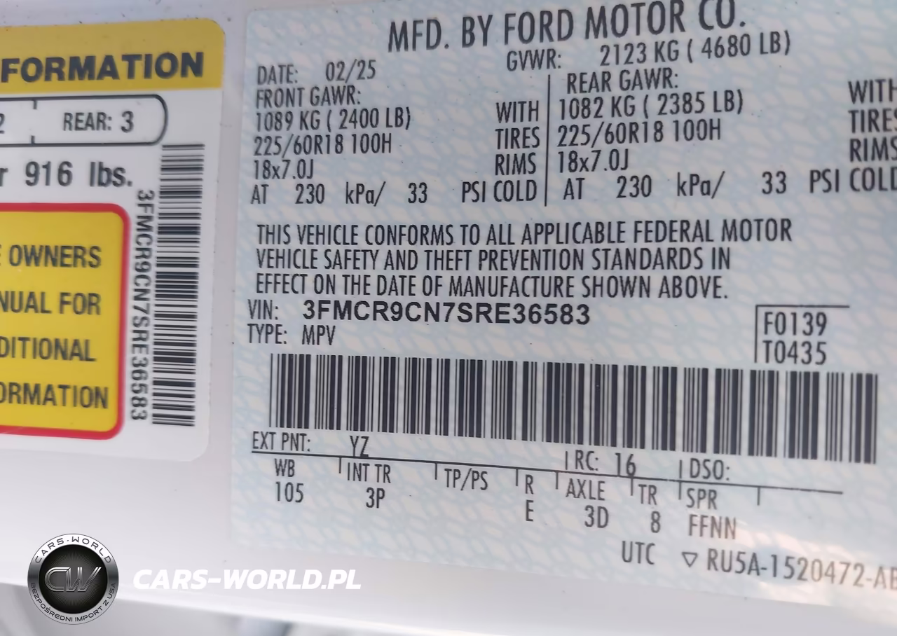 2025 Ford Bronco Sport Outer Banks VIN:3FMCR9CN7SRE36583 - 9
