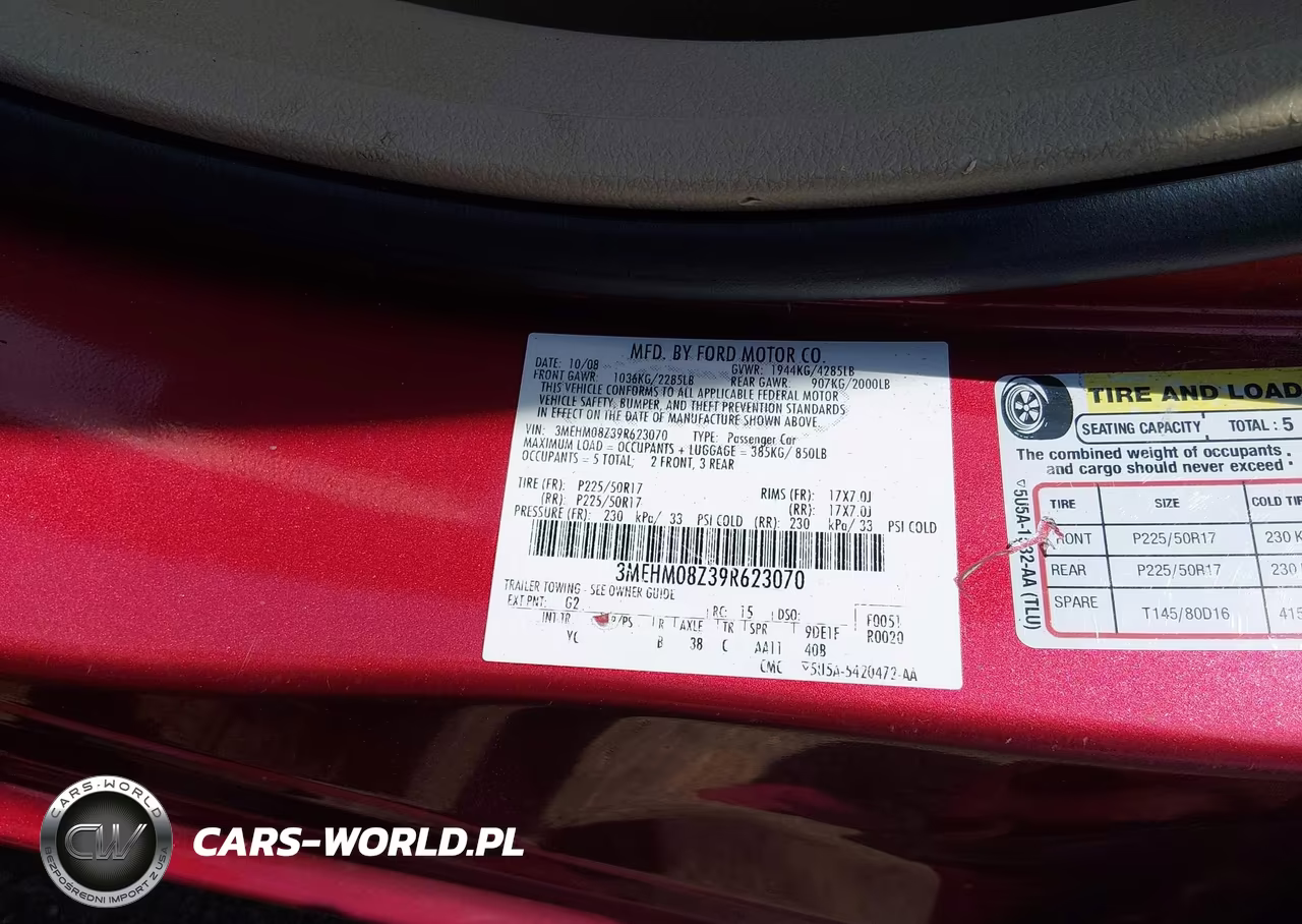 2009 Mercury Milan I4 Premier VIN:3MEHM08Z39R623070 - 9