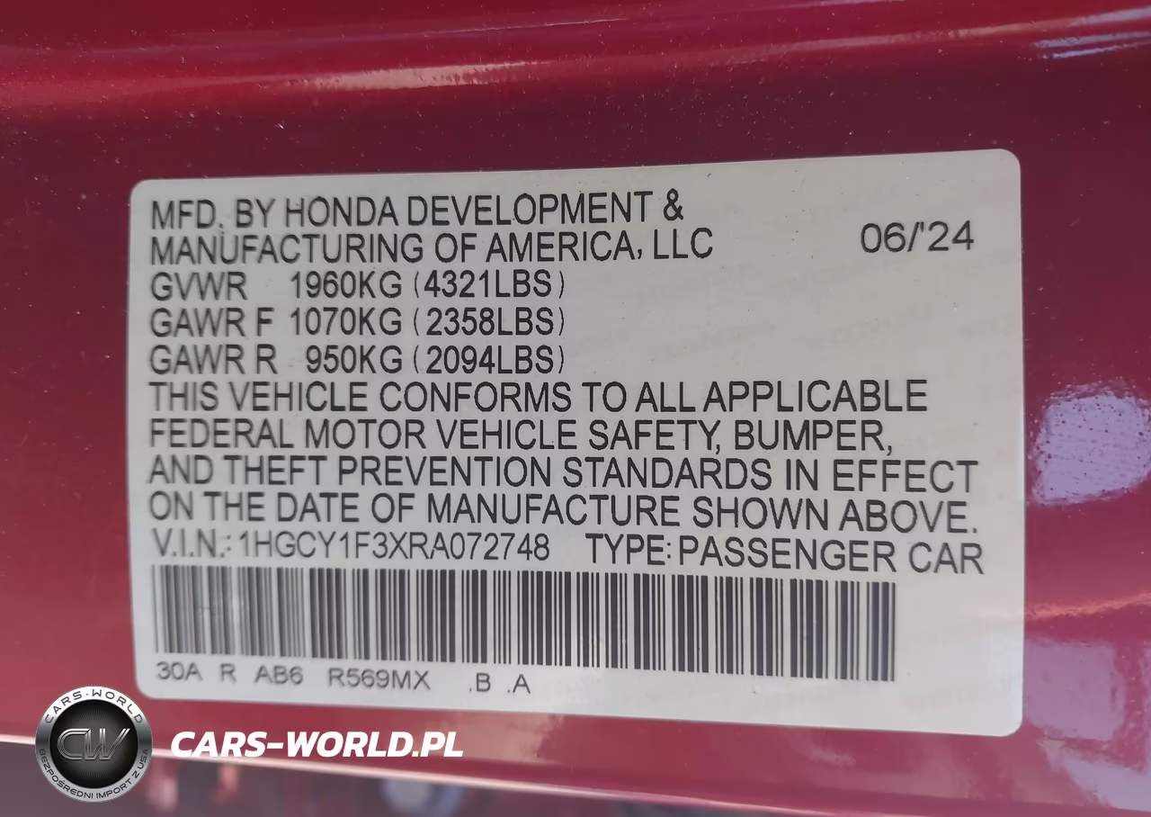 2024 Honda Accord Ex VIN:1HGCY1F3XRA072748 - 9