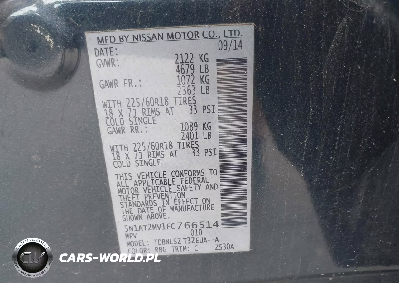 2015 Nissan Rogue Sl VIN:5N1AT2MV1FC766514 - 9