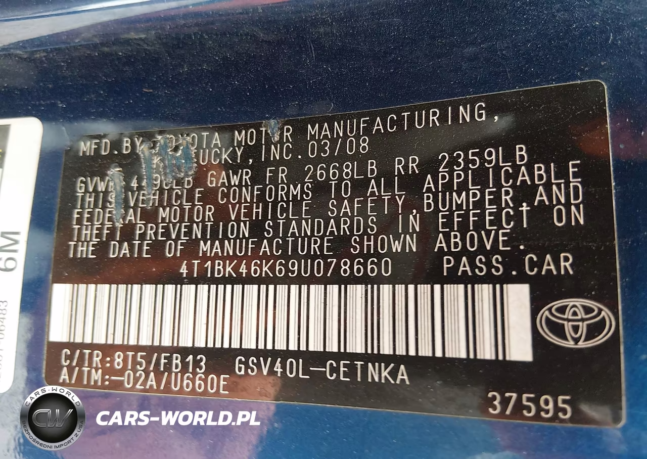 2009 Toyota Camry Le V6 VIN:4T1BK46K69U078660 - 9
