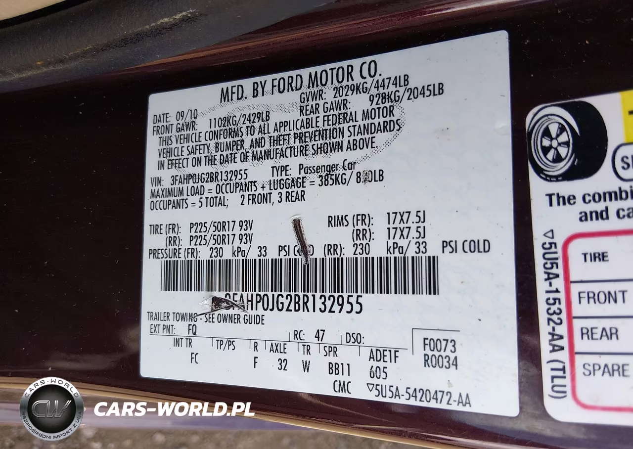2011 Ford Fusion Sel VIN:3FAHP0JG2BR132955 - 9