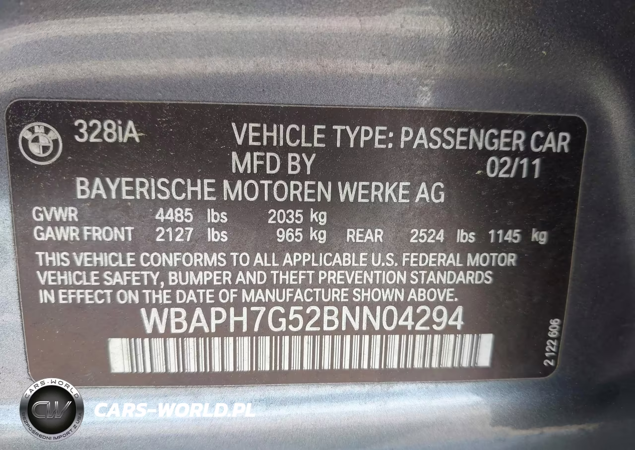 2011 BMW 328I VIN:WBAPH7G52BNN04294 - 9