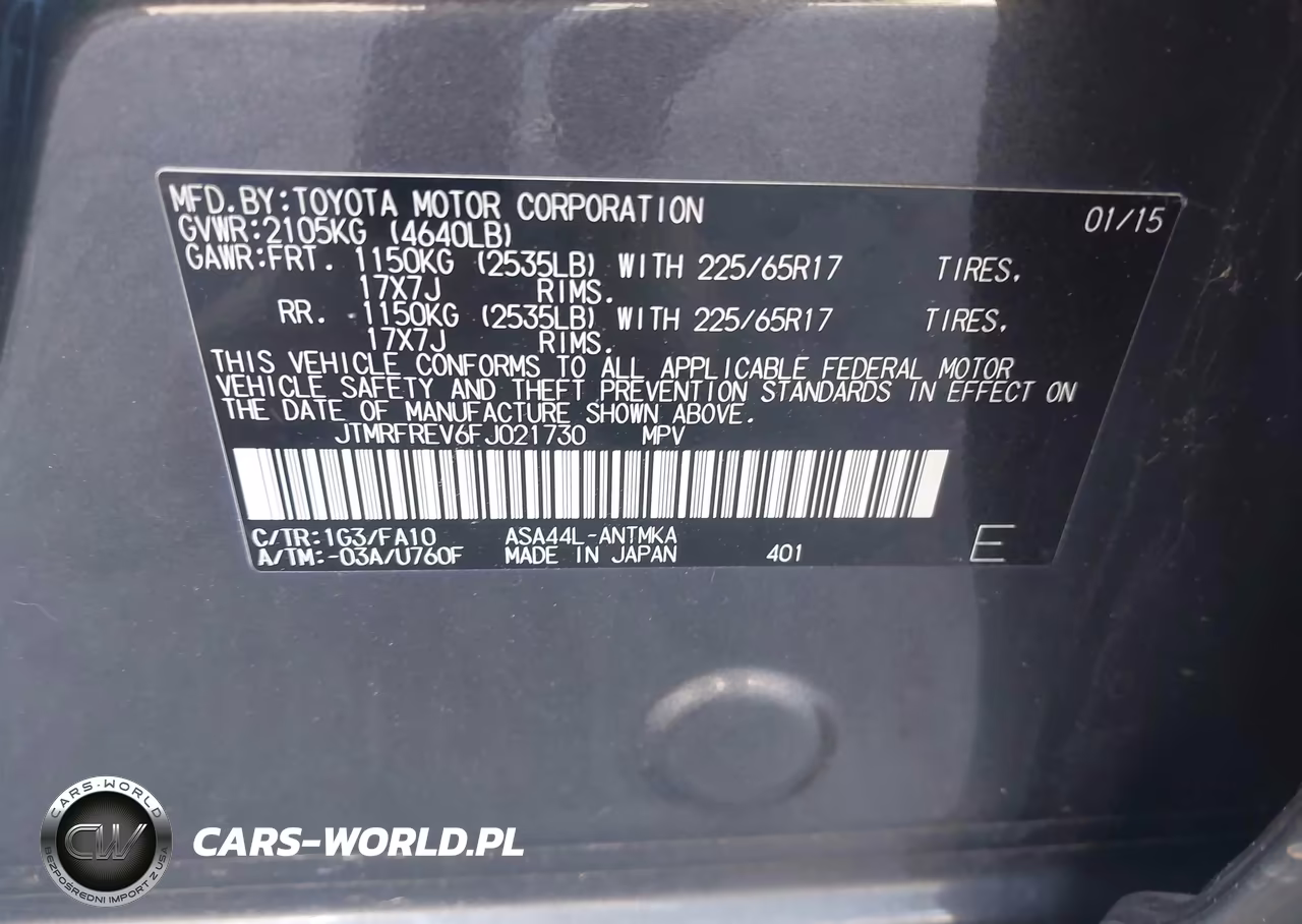 2015 Toyota Rav4 Xle VIN:JTMRFREV6FJ021730 - 9