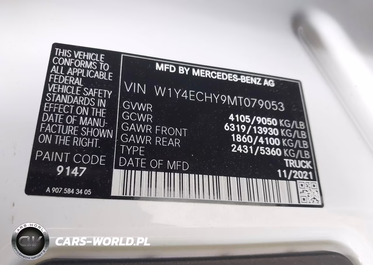 2021 Mercedes-Benz Sprinter 2500 High Roof V6 VIN:W1Y4ECHY9MT079053 - 9