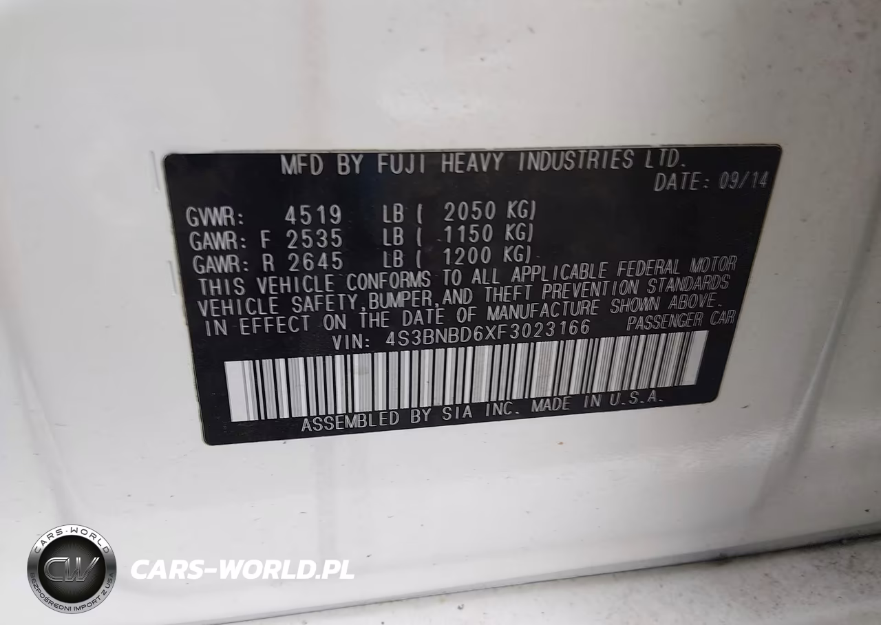 2015 Subaru Legacy 2.5I Premium VIN:4S3BNBD6XF3023166 - 9