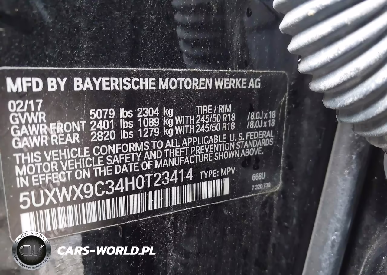 2017 BMW X3 xDrive28I VIN:5UXWX9C34H0T23414 - 9