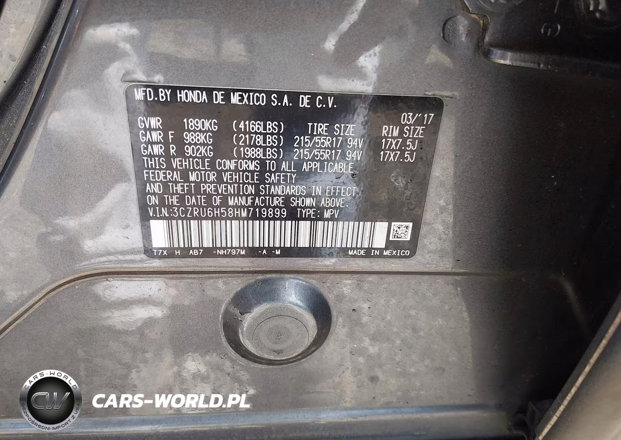 2017 Honda Hr-V Ex VIN:3CZRU6H58HM719899 - 9