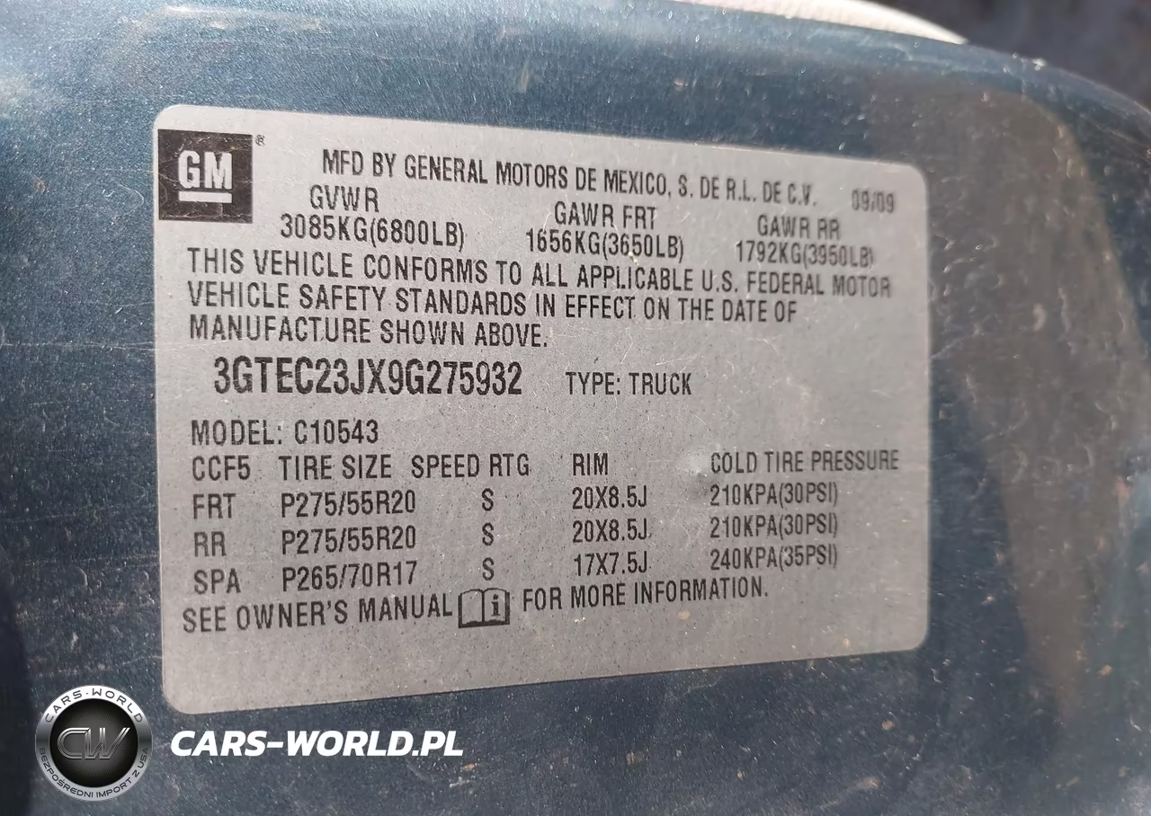 2009 GMC Sierra 1500 Sle VIN:3GTEC23JX9G275932 - 9