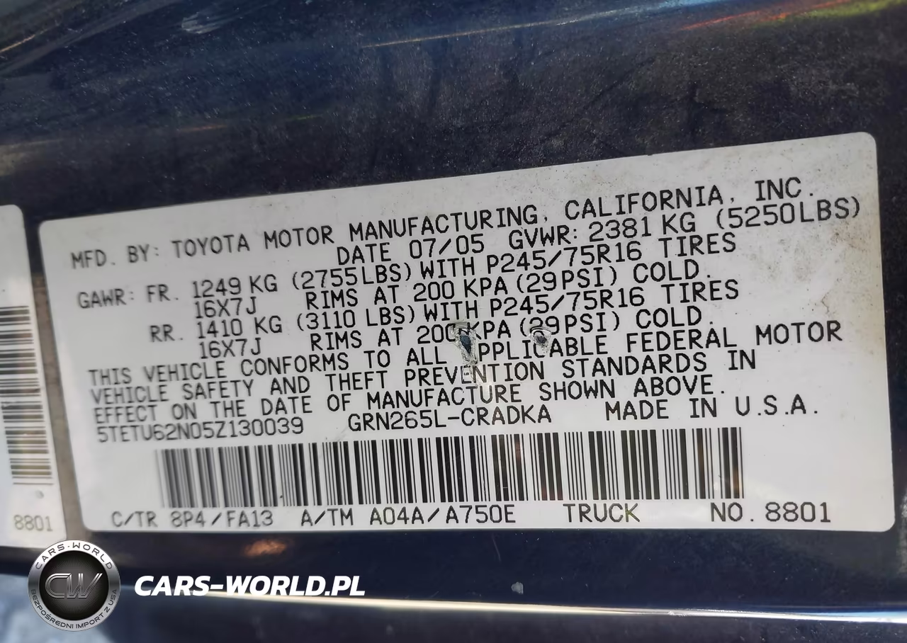 2005 Toyota Tacoma Prerunner V6 VIN:5TETU62N05Z130039 - 9