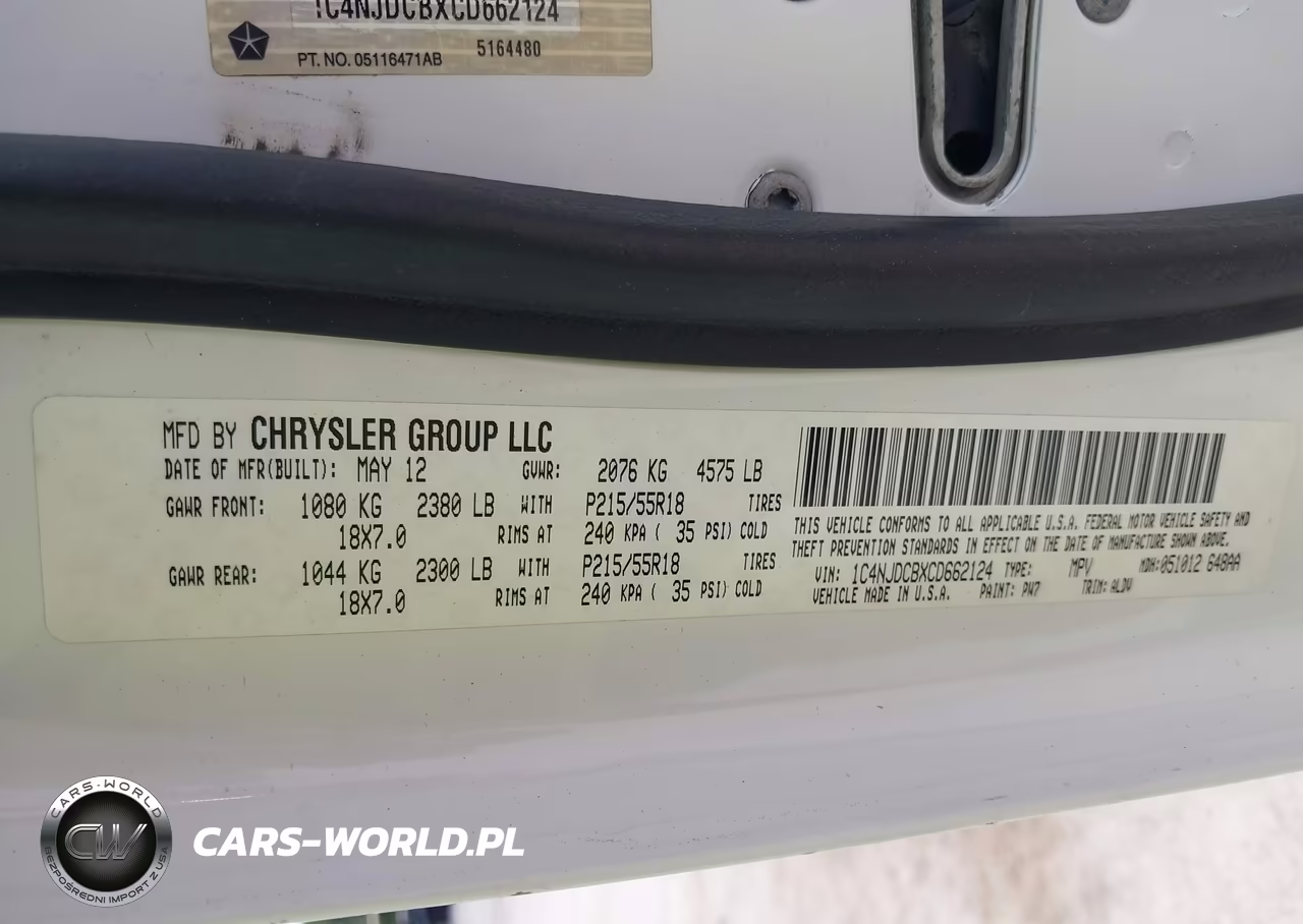 2012 Jeep Compass Limited VIN:1C4NJDCBXCD662124 - 9