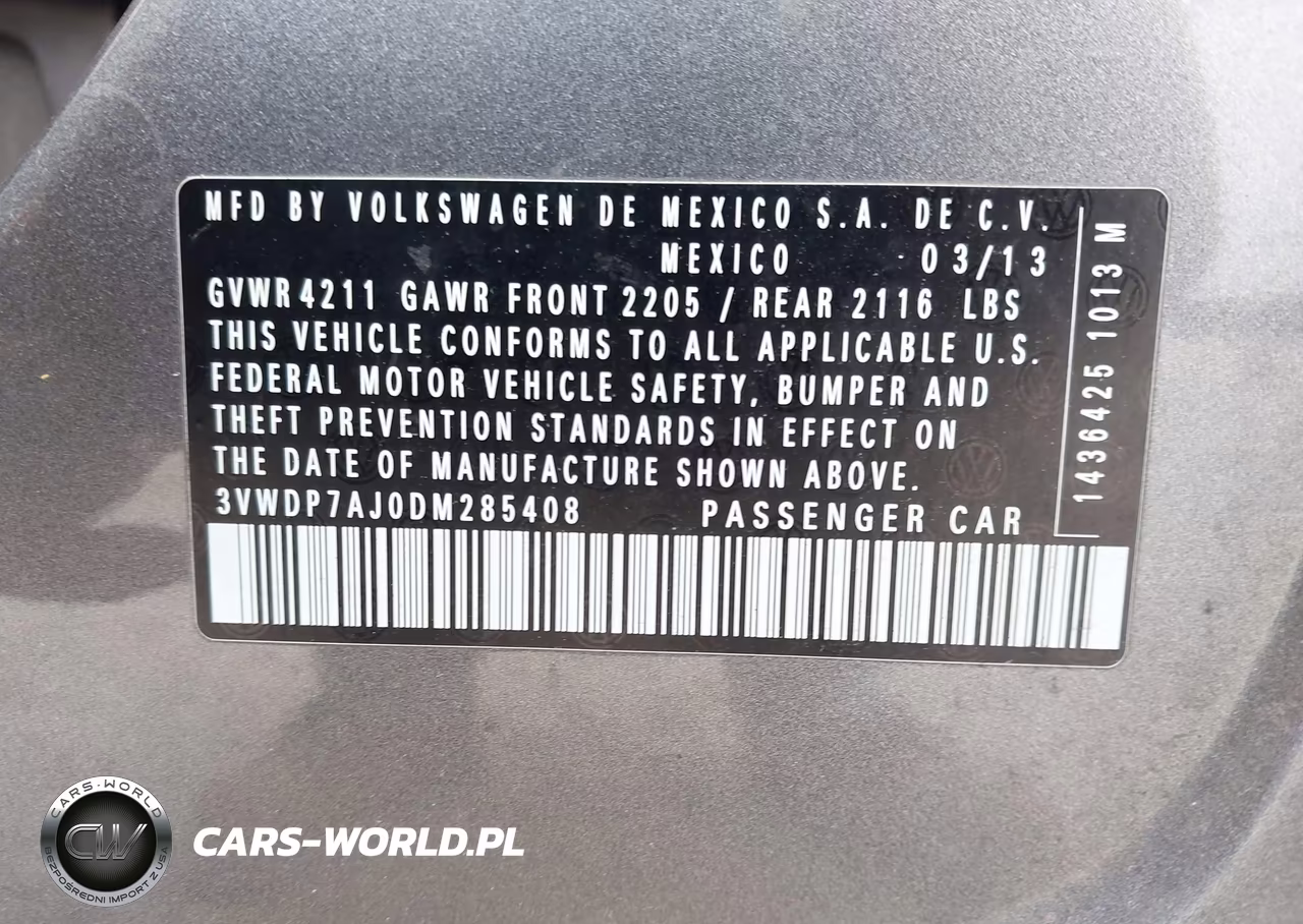 2013 Volkswagen Jetta 2.5L Se VIN:3VWDP7AJ0DM285408 - 9